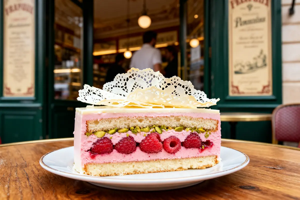 Entremet framboise-pistache : Recette fraîcheur et croustillante